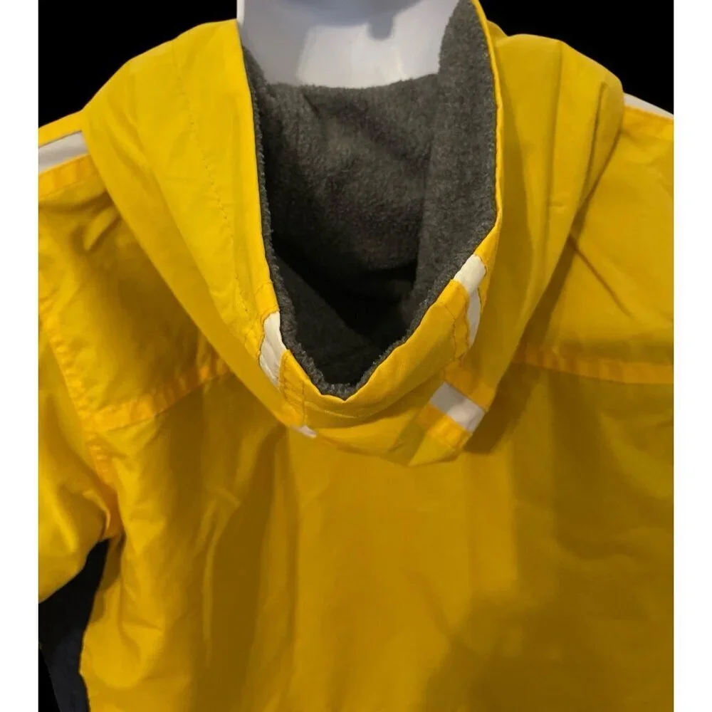 Oshkosh B'gash Genuine Puffer Coat Size 24M Yellow Full Zip Fleece Lined Hooded